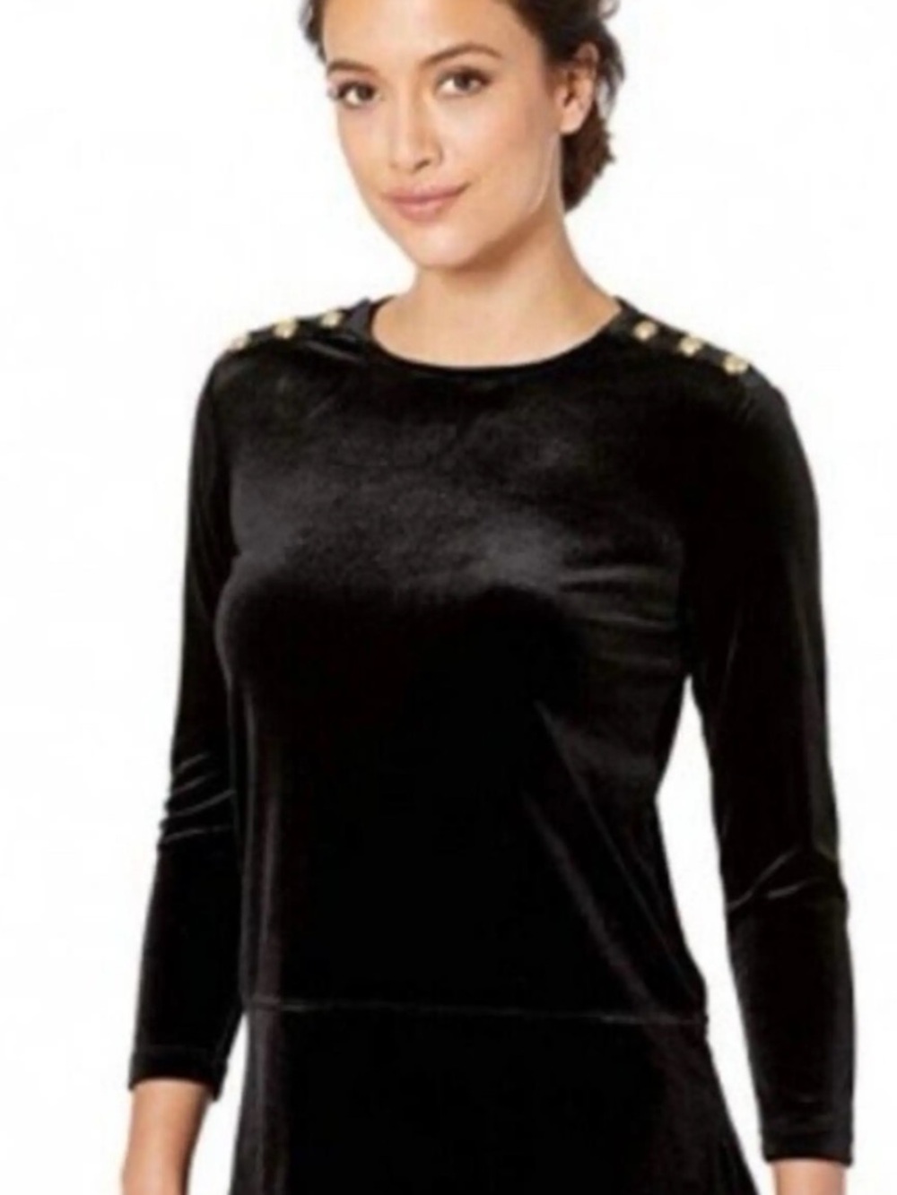 Ralph Lauren Black Velvet Tunic With Gold Shoulder Buttons Size M